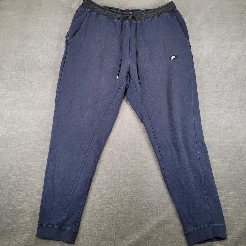 Nike Mens XXL Navy Blue Fleece Jogger Sweatpants Elastic Waist Drawstring Pocket